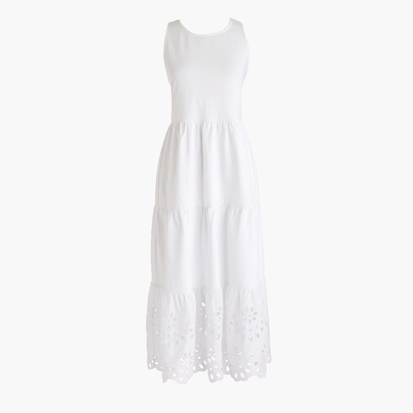 J. Crew Dresses & Skirts - New J CREW Eyelet Trim Tiered Knit Maxi Dress